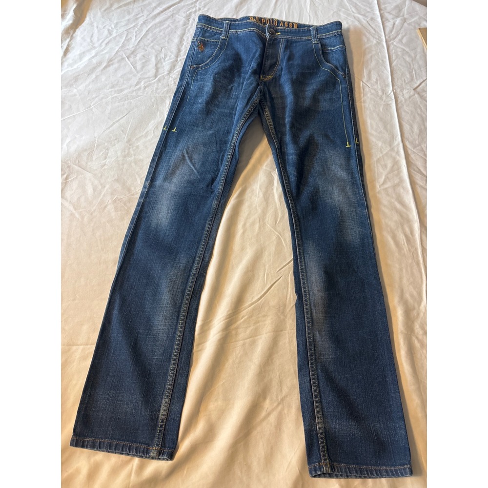 U.S. Polo Assn Jeans Mens 32x32 Blue Good Straight Leg Contrast Stitching Denim